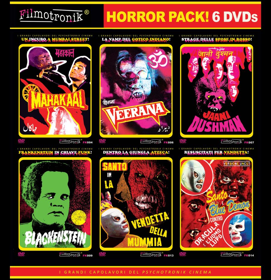 Filmotronik Horror Pack - 6 DVD: Mahakaal + Veerana + Jaani Dushman + Blackenstein + Santo e Blue Demon contro Dracula e l'Uomo Lupo + Santo in la vendetta della mummia