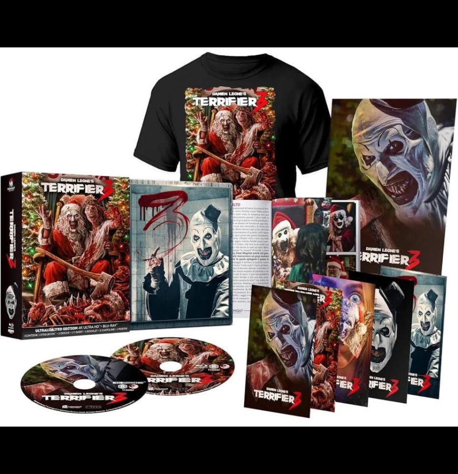 Terrifier 3 - Collector's Edition Steelbook 4K Ultra HD + Blu-ray + Cards + Booklet + Maglietta + Poster